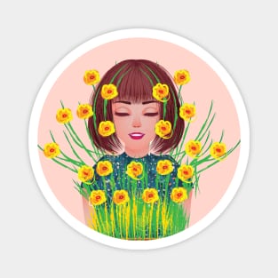 Dreamer floral girl Magnet